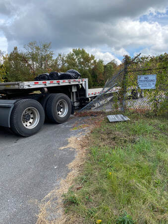 tractor trailer destroyed my gate